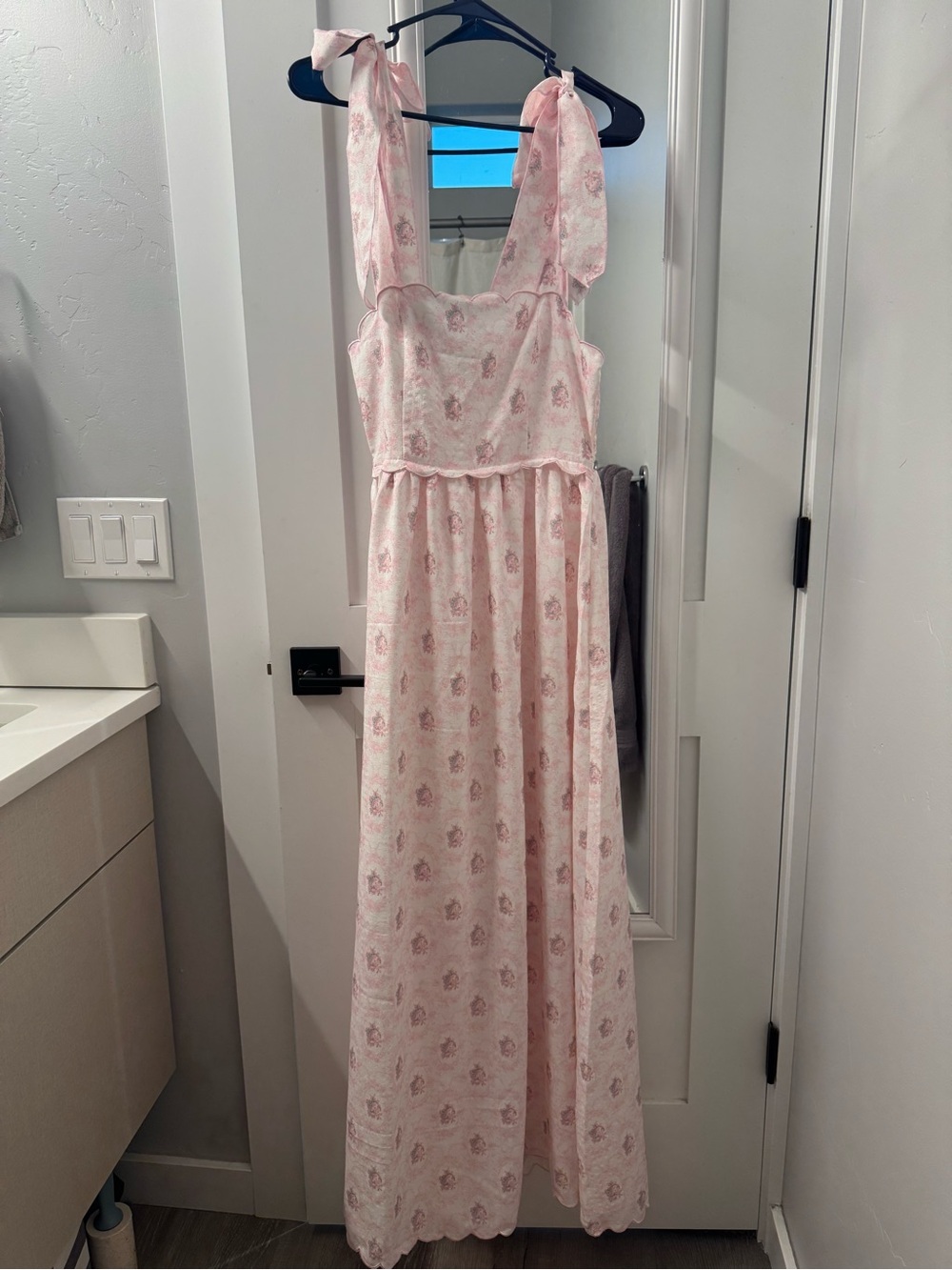 Rareraw light  Pink Floral Maxi Dress with Tie Straps